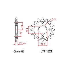 Γραναζι εμπρος 1321.13 / FE E8590.13 FE SPROCKETS Honda CRF250L/NX250/XR250 13Δ - (10100-211)