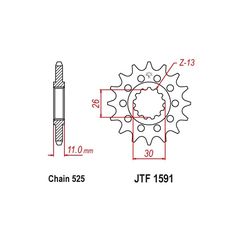 Γραναζι εμπρος 1591.15/2091 15 18NC Yamaha TDM900 15Δ PBR - (10110-432)