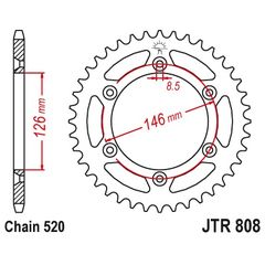 Γραναζι πισω 808.44 / FE 8462.44 αλουμινιου Suzuki TSR200 κτλ 44T FE SPROCKETS - (10110-434)