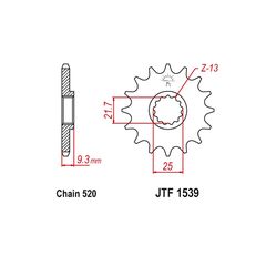 Γραναζι εμπρος 1539.14/ 1309.14 / FE E8610.14 / E8587. 14 Kawasaki ZX250 κτλ 14Δ FE SPROCKETS - (10100-309)