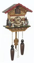 Ρολόι κούκος με χειροποίητη παράσταση αλπικού σπιτιού, με Χαίντι και Πέτερ, τον παππού.  Κωδ:4228QM -- www. CuckooClock .gr --