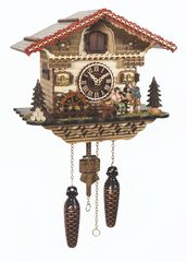 Ρολόι κούκος με χειροποίητη παράσταση παραδοσιακού αλπικού σπιτιού 37cm, εκκρεμές Κωδ:4222QM 