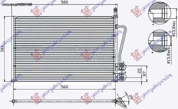 ΨΥΓΕΙΟ A/C ΒΕΝΖΙΝΗ-1.4 TDCi ΠΕΤΡΕΛΑΙΟ (530x335x16)  για MAZDA 2 03-07