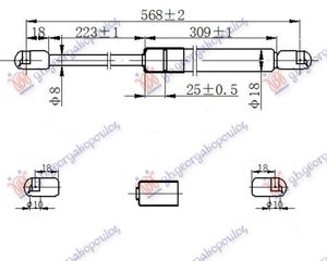 ΑΜΟΡΤΙΣΕΡ ΜΠΑΓΚΑΖ 3Π (568L-360N) για HONDA CIVIC H/B-L/B 2004-2005 (EU/EP/EV)
