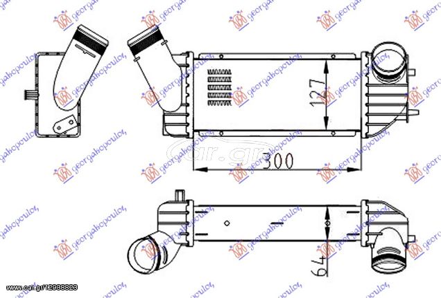 ΨΥΓΕΙΟ INTERCOOLER 2.0 HDi ΠΕΤΡΕΛΑΙΟ (300x125x64)  για PEUGEOT 307 01-05