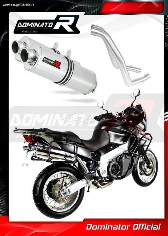 Dominator Εξατμίσεις Διπλά Τελικα Oval S.Steel Aprilia Caponord 1000 2001 - 2004 Με Σιγαστήρες