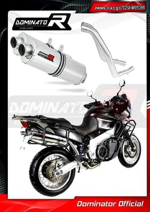 Dominator Εξατμίσεις Διπλά Τελικα Oval S.Steel Aprilia Caponord 1000 2001 - 2004 Με Σιγαστήρες