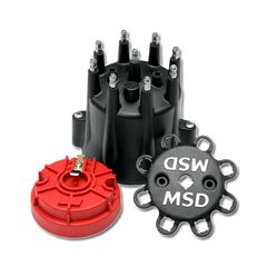 MSD Black Chevy V8 HEI Distributor Cap and Rotor