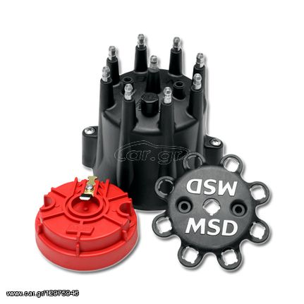 MSD Black Chevy V8 HEI Distributor Cap and Rotor