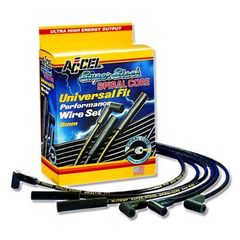 Accel Super Stock Spiral Core 8mm Black Wire set, Black Straight Boots