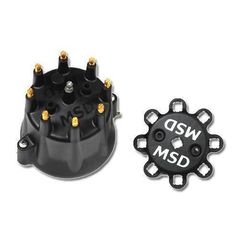 MSD Black Distributor Cap for Chevy V8, HEI, Retainer