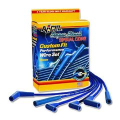 Accel Super Stock Spiral Core 8mm Blue Wire set, Blue Straight Boots