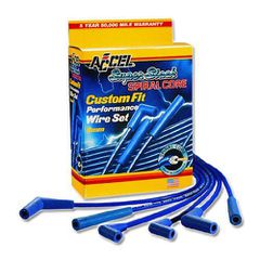 Accel Super Stock Spiral Core 8mm Blue Wire set, Blue Straight Boots