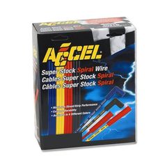 Accel Super Stock Spiral Core 8mm Black Wire,Black 90Deg and str. Boots