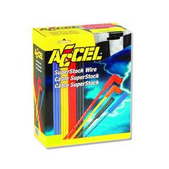 Accel Super Stock Spiral Core 8mm Yellow Wire set, Red Straight Boots