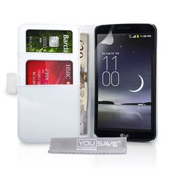 YouSave Accessories Θήκη- Πορτοφόλι για LG G Flex  by YouSave Accessories λευκή και δώρο screen protector