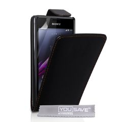 YouSave Accessories Θήκη για Sony Xperia E1 μαύρη by YouSave και screen protector