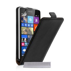 YouSave Accessories Δερμάτινη θήκη για Microsoft Lumia 535 by YouSave μαύρη και δώρο screen protector
