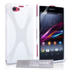 YouSave Accessories Θήκη σιλικόνης για Sony Xperia Z1 Compact  λευκή  by YouSave και screen protector