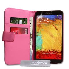 YouSave Accessories Θήκη- πορτοφόλι για Samsung Galaxy Note 3 ροζ by YouSave και δώρο screen protector