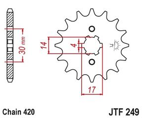 Γραναζι εμπρος 249.14/270 14 18NC Kawasaki Max 100/Kymco Jetix 125(420) 14Δ (JTF253) PBR - (10100-348)