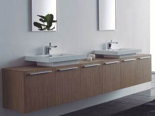 Σετ Έπιπλο Μπάνιου ECO-240N Βάση 240εκ. Νιπτήρες Teak με 2 Νιπτήρες FT21.240.001T