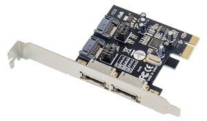 POWERTECH κάρτα επέκτασης PCIe σε 2x SATA ST51, ASM1061, low profile