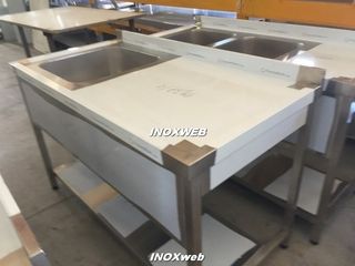 INOXWEB 2027-Επαγγελματική ανοξείδωτη λάντζα ανοιχτή 160χ70χ87 εκ με 1 γούρνα 50χ50χ30 ID-LANA160.1