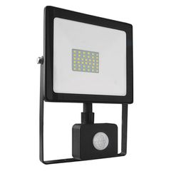 Προβολέας led slim 30W μαύρος με ανιχνευτή κίνησης 4000k ενδιάμεσο λευκό φως 230V 2550Lm IP66