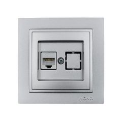 Πρίζα Data RJ45 CAT6 Mono Electric ασημί Despina Metallic