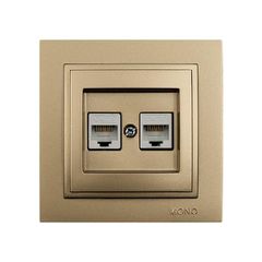 Πρίζα Data διπλή RJ45 CAT6 Mono Electric τιτάνιο σειρά Despina Metallic