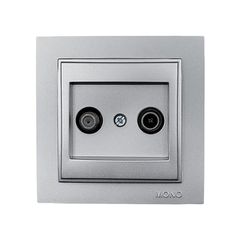 Πρίζα τηλεόρασης TV + SAT διελεύσεως ασημί Mono Electric Despina Metallic