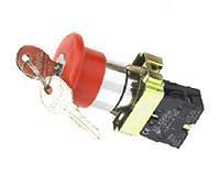 Μπουτόν πόρτας πίνακος LEY5-BS142 μεταλλικό 230V Φ22 με μανιτάρι & μανδάλωση Φ40 & κλειδί