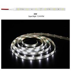 Led ταινία 5m super bright 12VDC 7,2W/m 720l/m ψυχρό λευκό φως 6500K αυτοκόλλητη IP54 στεγανή 30LED5050/m