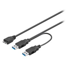 Καλώδιο USB 3.0 micro B αρσενικό σε 2x USB 3.0 A αρσενικό 0.30m