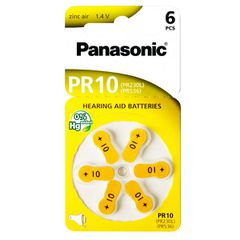Μπαταρίες ακουστικών βαρηκοΐας PANASONIC PR10 mercury free 1.4V σε συσκευασία 6 τεμαχίων