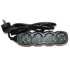 Πολύπριζο 4 θέσεων σούκο 3x1.5mm² με καλώδιο 1.5m σε μαύρο χρώμα