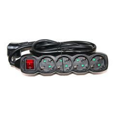 Πολύπριζο 4 θέσεων σούκο 3x1.5mm² με καλώδιο 1.5m διακόπτη σε μαύρο χρώμα