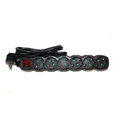 Πολύπριζο 6 θέσεων σούκο 3x1.5mm² μαύρο χρώμα με καλώδιο 1.5m και διακόπτη