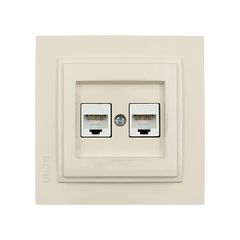 Πρίζα data διπλή RJ45 CAT6 κρεμ Mono Electric σειρά Despina