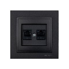 Πρίζα Data διπλή RJ45 CAT6 Mono Electric γραφίτης σειρά Despina Metallic