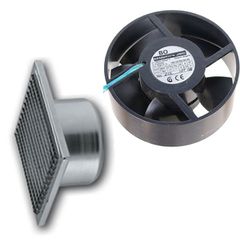 Εξαεριστήρας τζακιού με περσίδα καφέ 150x150mm d125mm 18W 150m³/h για υψηλές θερμοκρασίες