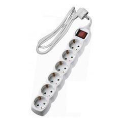 Πολύπριζο 6 θέσεων σούκο πλάγιας εισόδου 3x1.5mm² λευκό χρώμα με καλώδιο 1.5m και διακόπτη