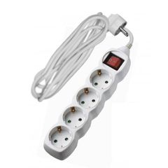 Πολύπριζο σούκο 4 θέσεων πλάγιας εισόδου 3x1.5mm² λευκό χρώμα με καλώδιο 3m και διακόπτη
