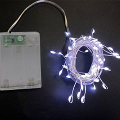 50 micro led λαμπάκια μπαταρίας σε ασημί σύρμα ψυχρό λευκό φως εσωτερικού χώρου IP20