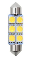 LED Σωληνωτό 44mm 6 SMD Λευκό φως Κωδικός XF561.....SoundStreet.....