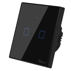 Διπλός διακόπτης SONOFF T3EU2C-TX-EU-R2 με Wi-Fi Smart Wall Touch Button Switch σε μαύρο χρώμα