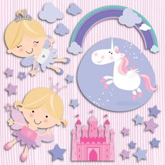 Διακοσμητικά αυτοκόλλητα 3 επιπέδων Happy Fairies M 31,5x36cm