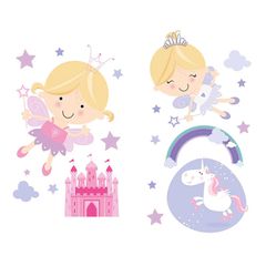 Διακοσμητικά αυτοκόλλητα τοίχου Happy Fairies ML 70x21.5cm από βινύλιο