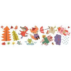 Διακοσμητικό αυτοκόλλητο Autumn Animals διπλής όψης για τζάμι ή τοίχο L 32×12.5cm από βινύλιο